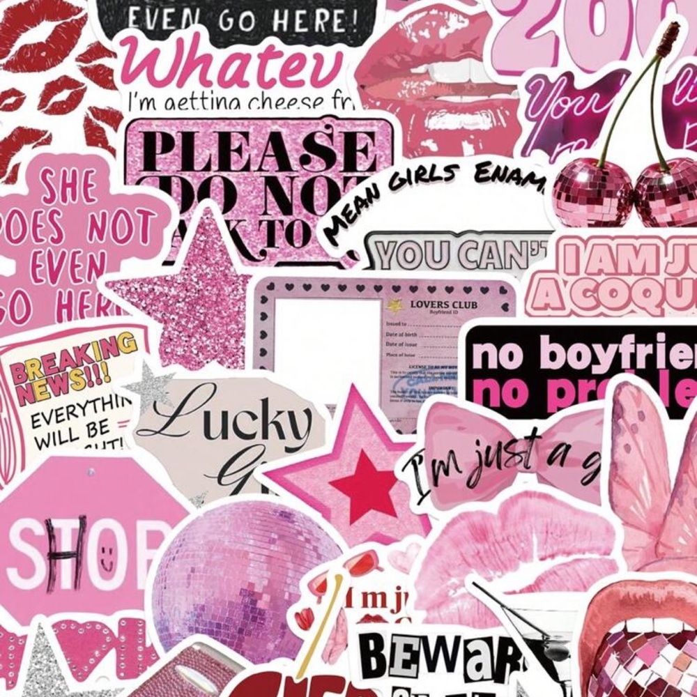 50pcs Pink JUST A GIRLS Sticker Aesthetic Funny Graffiti Decals